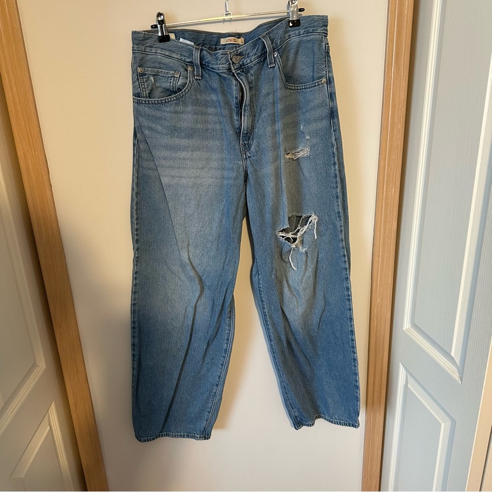 Levi's Light Blue Distressed Flare Jeans